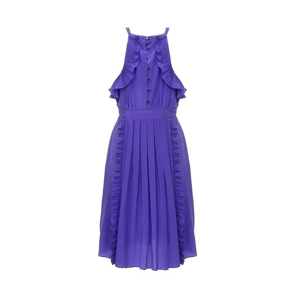 TIBI 100% Silk Purple Knee Length Racer Back Pleated Dress Size 6 - Picture 6 of 15